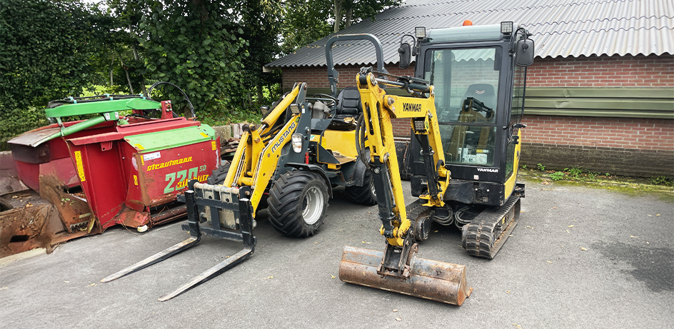 Verhuur van compacte graafmachines en shovels voor grondwerk